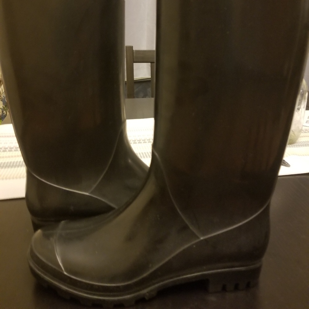 Black rain boots for sale.